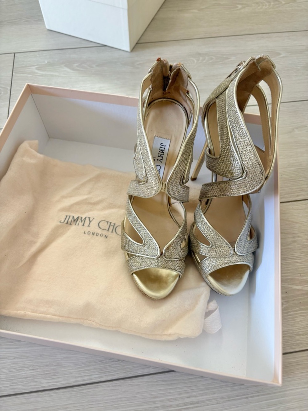 Jimmy Choo Platform Glitter Sandal , 35